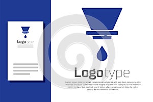 Blue V60 coffee maker icon isolated on white background. Logo design template element. Vector