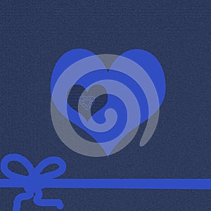 Blue Valentine`s day and wedding concept illustration with small heart in bigger heart and bow. Happy Valentine`s Day web bann