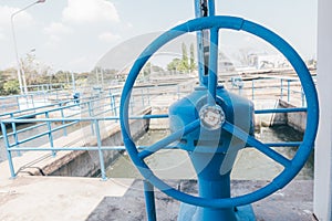 Blue valve at water treatment plant