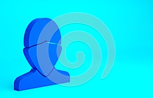 Blue Vandal icon isolated on blue background. Minimalism concept. 3d illustration 3D render