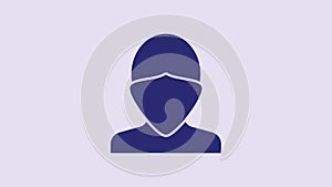 Blue Vandal icon isolated on purple background. 4K Video motion graphic animation