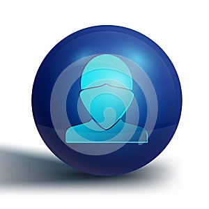 Blue Vandal icon isolated on white background. Blue circle button. Vector