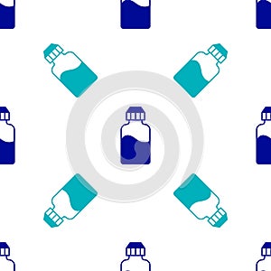 Blue Vape liquid bottle for electronic cigarettes icon isolated seamless pattern on white background. Vector