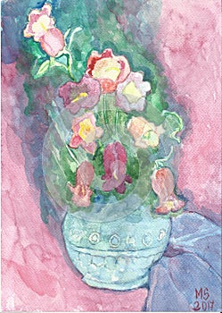 In a blue vase