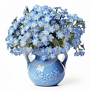 Blue Forget-me-not Vase: Meticulous Design In 8k Resolution photo