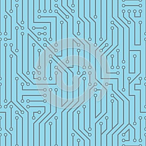 Blue vector abstract circuit board endless pattern