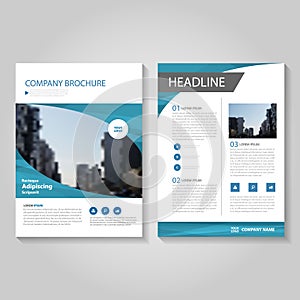 Blue Vector annual report Leaflet Brochure Flyer template design, book cover layout design, Abstract blue presentation templates photo