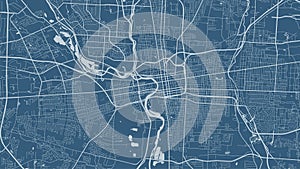 Blue vector background map, Columbus city area streets and water cartography illustration