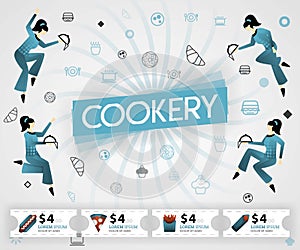 Blue vector illustration concept. Cookery food recipes cover book.  healthy cooking recipe and delicious food cover can be for, ma