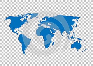 Blue vector map. World map blank. World map template.World map on the background of the grid.
