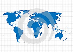 Blue vector map. World map template.World map on the background of the grid. Vector illustration.
