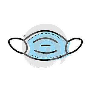 Blue Vector medical face mask. style flat