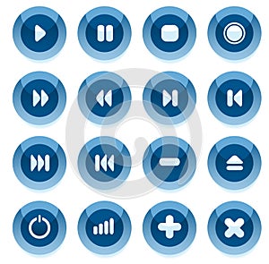 Blue vector multimedia buttons.