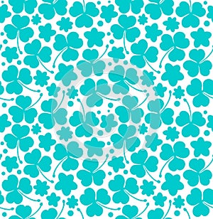 Blue vector pattern with clovers, trefoils. Decorative floral background with flowers.