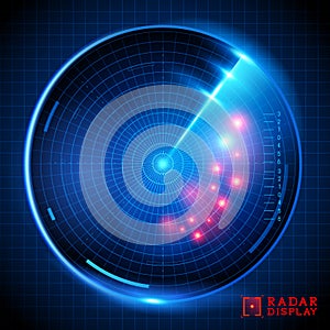 Blue Vector Radar Display