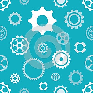 Blue vector seamless gear wheels pattern isolated