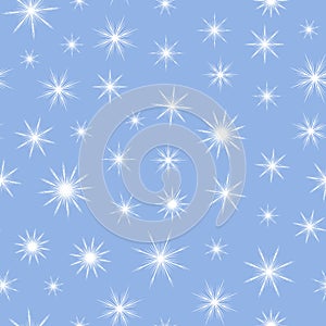 Blue vector seamless pattern with snowflakes, winter background