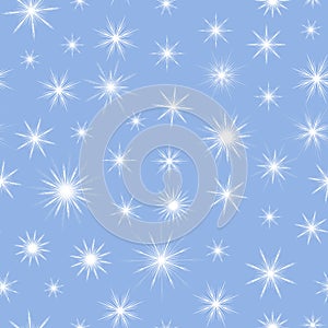 Blue vector seamless pattern with snowflakes, winter background