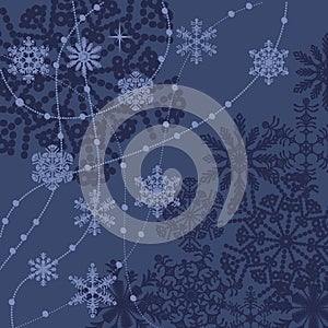 Blue vector snowflakes winter background