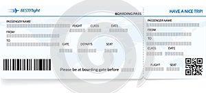 Blue vector template of boarding pass ticket