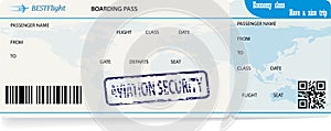 Blue vector template of boarding pass ticket