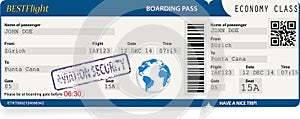 Blue vector template of boarding pass tickets