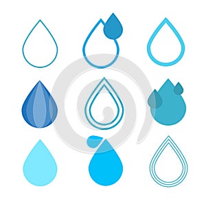 Blue Vector Water Drops Symbols Set