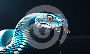 Blue venomous snake illustration with lifelike detail