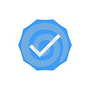 Blue verified icon symbol isolated on white. Vector illustration