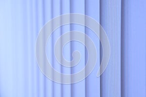 Blue vertical blinds.