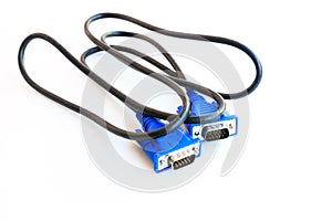 Blue vga wire isolated on white background