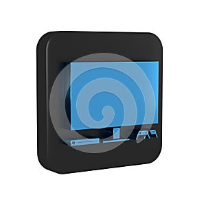 Blue Video game console icon isolated on transparent background. Game console with joystick and lcd television. Black
