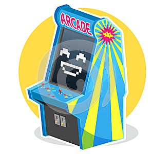 Blue Vintage Arcade Machine Game photo