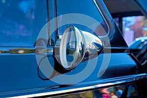 Blue vintage car details - mirror