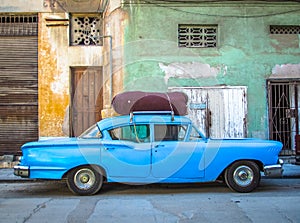 Blue vintage car in Havana