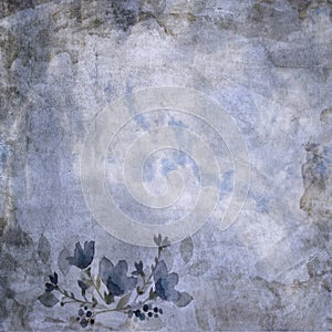 Blue Vintage Floral Paper Background