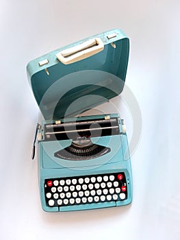 Blue vintage manual typewriter