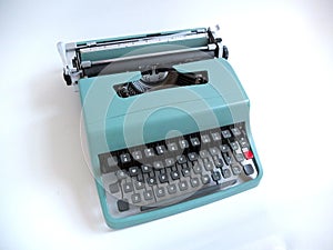 Blue vintage manual typewriter photo