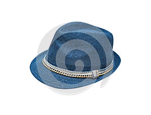 Blue vintage straw children hat fasion