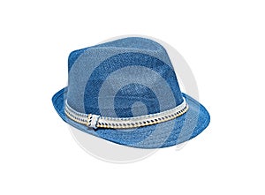 Blue vintage straw children hat fasion