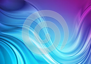 Blue and violet glossy blurred curved waves abstract background