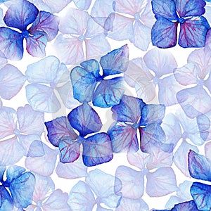 Blue violet hydrangea flowers composition seamless pattern background texture