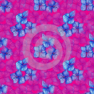Blue violet hydrangea flowers composition seamless pattern background texture