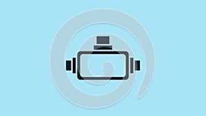 Blue Virtual reality glasses icon isolated on blue background. Stereoscopic 3d vr mask. 4K Video motion graphic