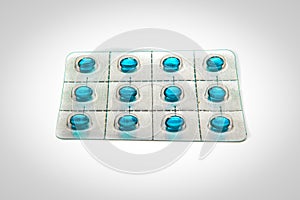 Blue vitamin capsule tablets isolated