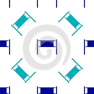 Blue Volleyball net icon isolated seamless pattern on white background. Vector