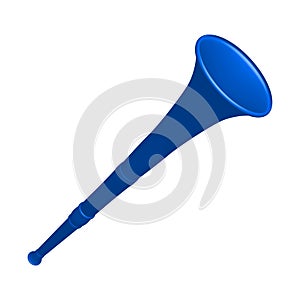 Blue vuvuzela trumpet football fan. Vuvuzela isolated on a white background. Vector illustration