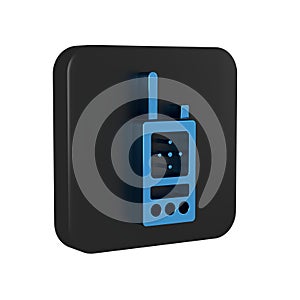 Blue Walkie talkie icon isolated on transparent background. Portable radio transmitter icon. Radio transceiver sign