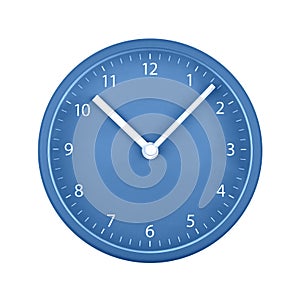 Blue wall clock face isolated on white