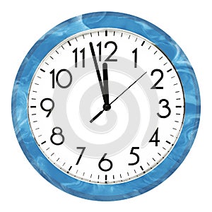 Blue wall clock. Isolated on white background. High quality photo